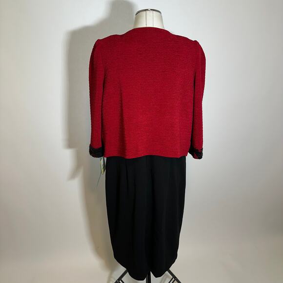 NWT Maya Brooke Red/Black 2 Piece Dress Suit Lace Trim Blazer Set Womens Size 16 - Picture 5 of 16